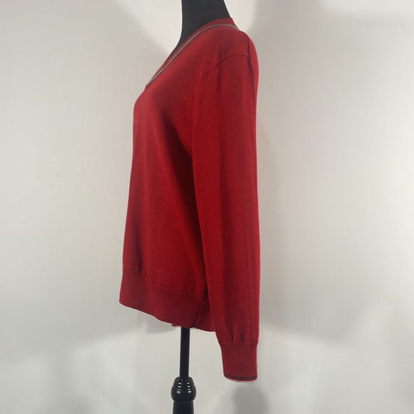 Banana Republic Medium V neck pull over sweater, Red, White & Black stripe - Picture 5 of 9